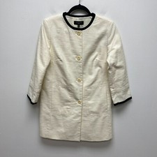 Talbots Womens Ivory Textured Career Long Sleeve Button Front Blazer Jacket 8P