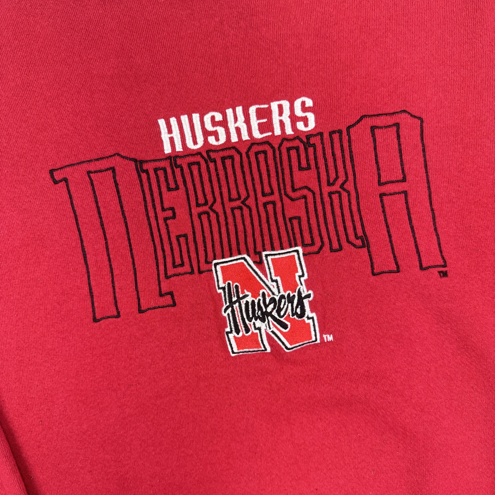 Vintage Logo 7 Nebraska Huskers Embroidered Sweatshirt Red Men's Large image 4