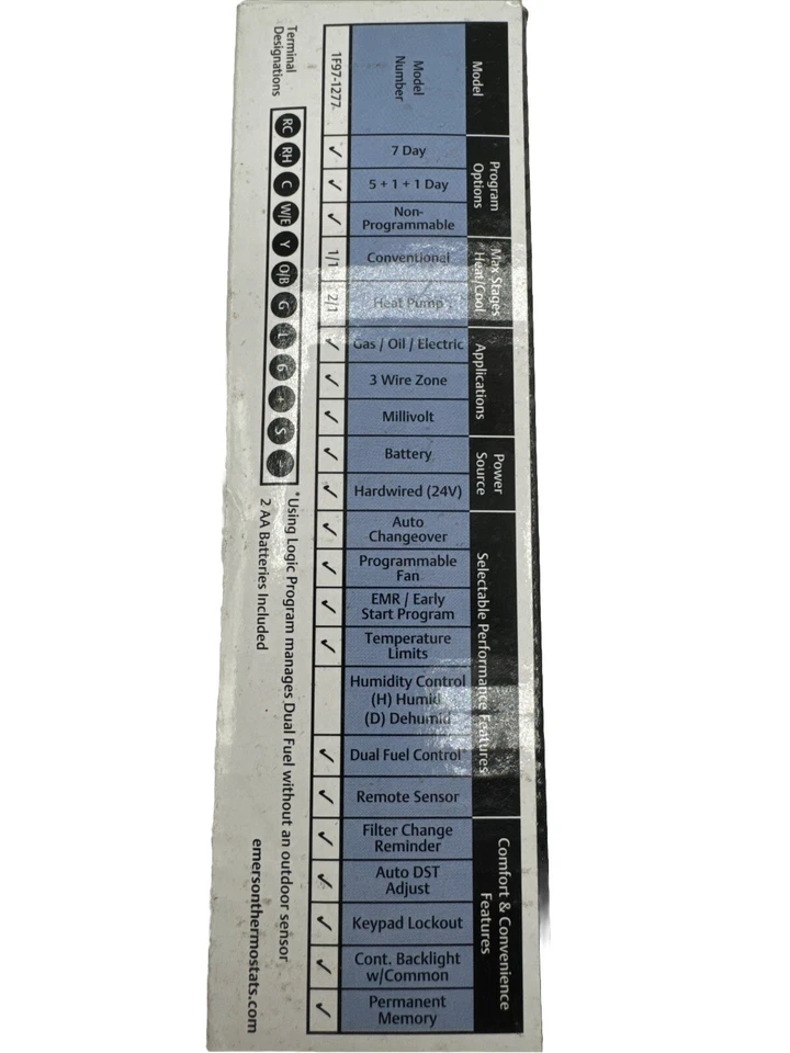 White-Rodgers 01F97 1277 Touchscreen 2H/1C Thermostats, 7, 5-1-1 Conventional - Image 2 of 3
