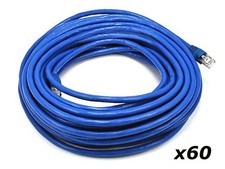 Lot of 60pcs 50FT RJ45 CAT5 ETHERNET LAN NETWORK PATCH CABLE For PC Xbox Blue US