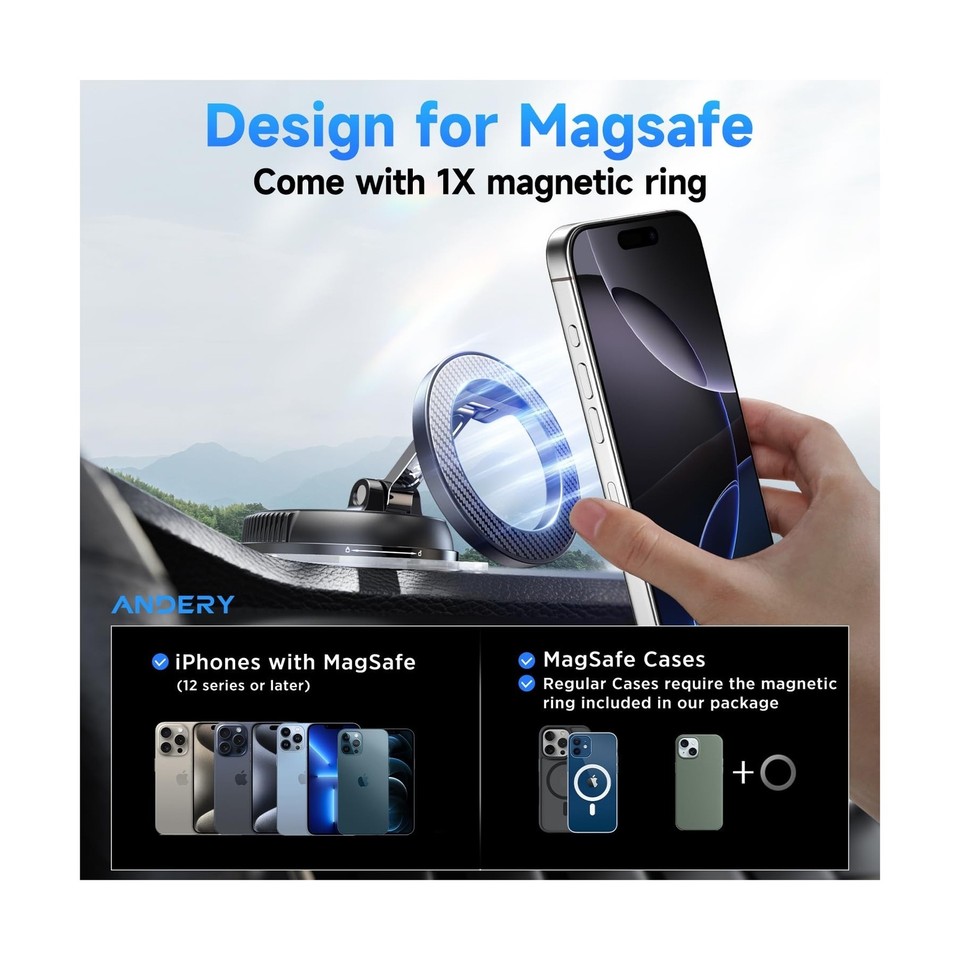Car Phone Holder for Magsafe [78+LBS Strongest Suction & 2400gf