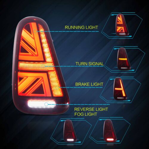 VLAND LED Rückleuchten Rot für 2001-07 BMW Mini Cooper R50 R52 R53 sequentiellen - Bild 2 von 8