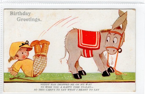 (Gd1810) Mabel Lucie Attwell, Valentines Set D, Fallen Off a Donkey, 1929 - Picture 3 of 4