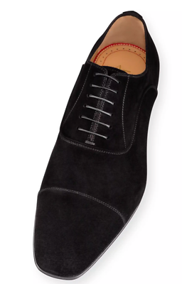 Christian Louboutin Greggo Flat Black Suede Lace Up Oxford Dress Loafer 45 12 Christian Louboutin Greggo Flat Black Suede Lace Up Oxford  main image 3