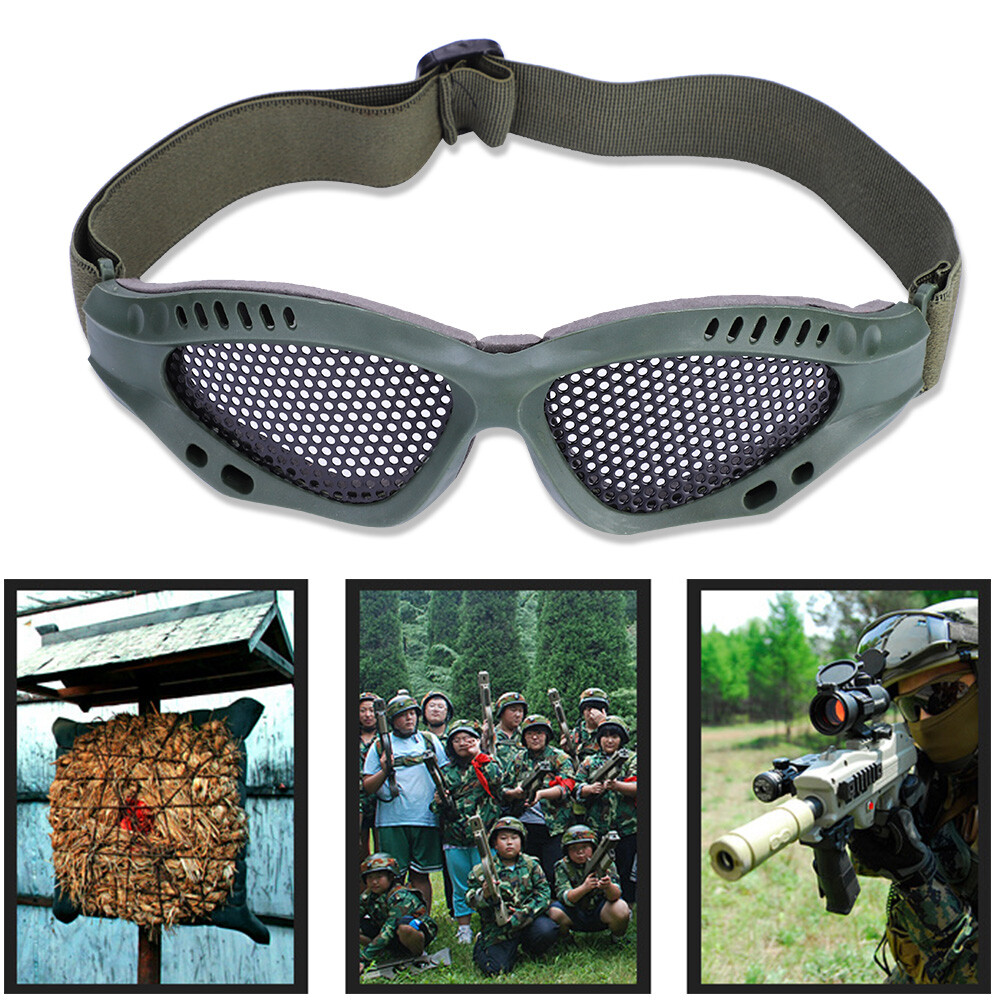 (Army Green)Metal Mesh Airsoft Eye Protection CS Game Glasses FA