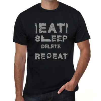 Herren Grafik T-Shirt Essen Schlafen Löschen Wiederholen   Eat Sleep Delete