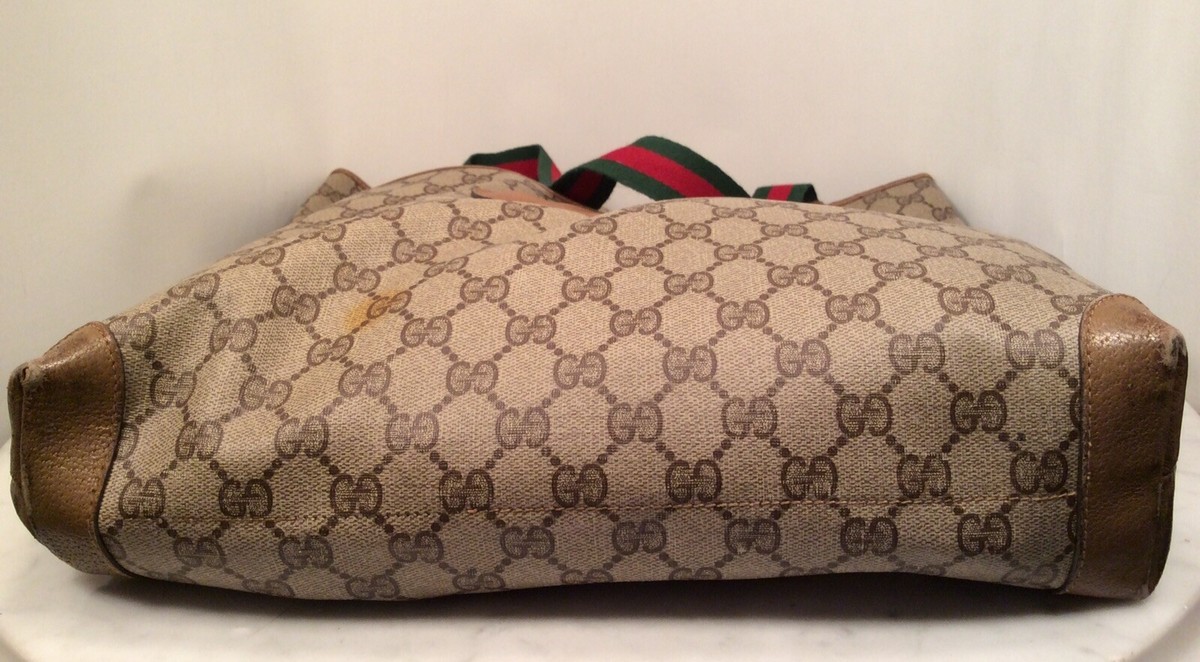 Vintage Large Genuine GUCCI Supreme Vinyl Leather Brown Logo