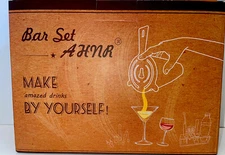 AHNR 15 Piece Bar Set Stainless Steel Bamboo Stand Recipe Book