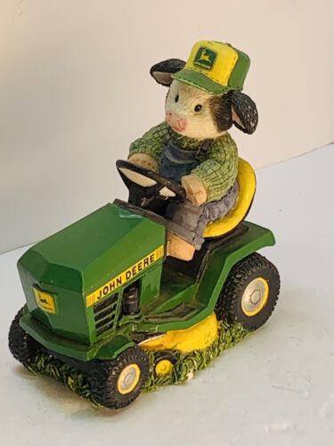 VTG JOHN DEERE Mary's Moo Moos Deere To My Heart Cow Lawn Mower Tractor Figurine - Picture 1 of 16