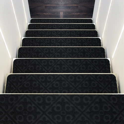 15 Pcs Slip Resistant Embossed Stair Mats Stair Treads Non-Slip Stairway Carpet - Picture 1 of 11