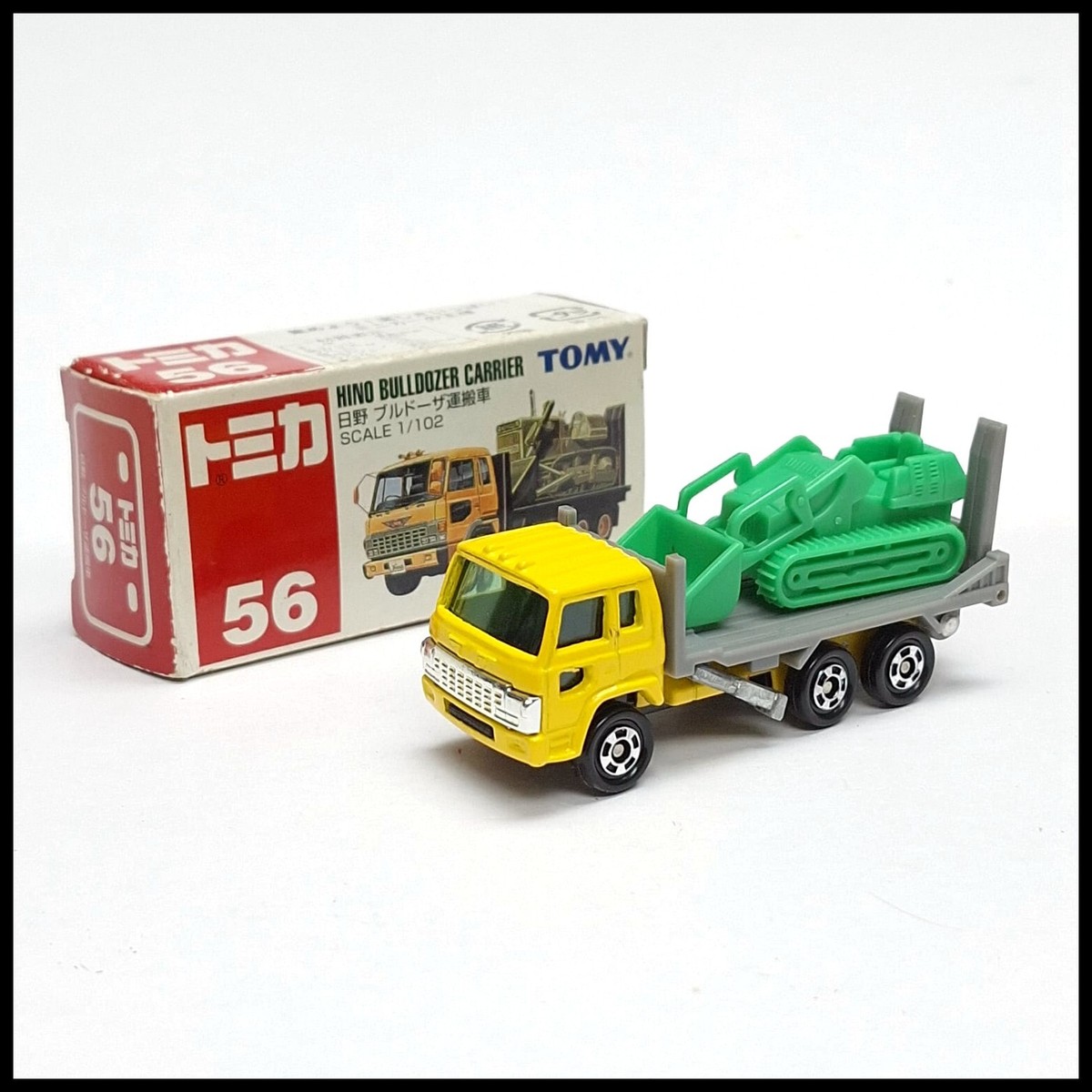 TOMICA 56 HINO BULLDOZER CARRIER 1/102 TOMY DIECAST CAR NEW (BOX