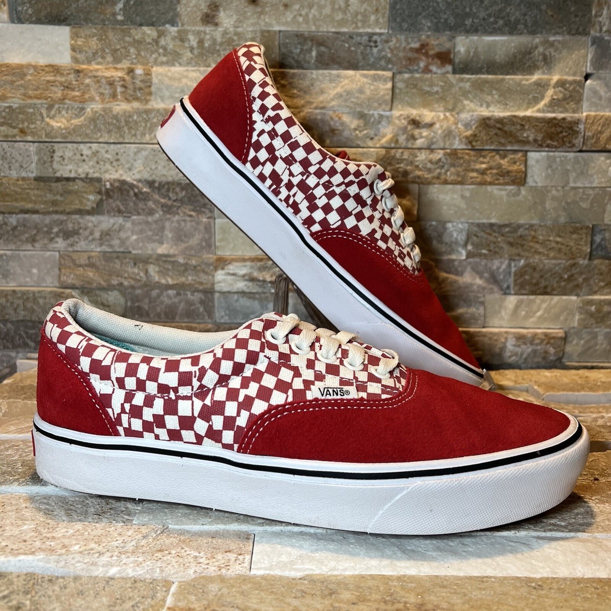 Vans Tear Check ComfyCush Suede Red/White Lace Up Shoes Men’s Women’s