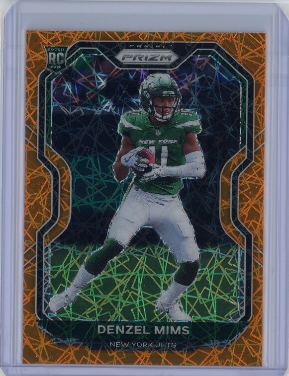 DENZEL MIMS 2020 Panini Prizm RC Rookie ORANGE LAZER #355 Baylor JETS