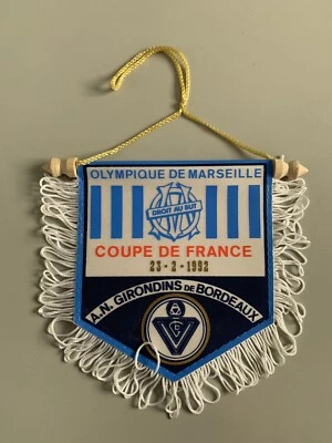 OM Marseille - Bordeaux FC fanion coupe de France 1992 vintage foot pennant - Photo 1/2