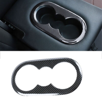 For VW Tiguan 2017-2021 Steel Carbon Fiber Rear Armrest Cup Holder Panel Trim 1X