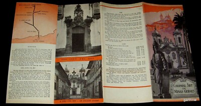MINAS GERAES 1939 COLONIAL ART BRAZIL TRAIN EXCURSION PICTORIAL BROCHURE & MAP