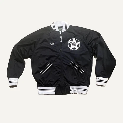 Stall & Dean Men's Black New Yorkers 15 Zip Varsity Jacket XL - product listing photo