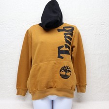Timberland Boys Hoodie L 14/16 Brown Black Logo Pullover Sweatshirt