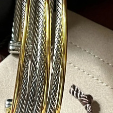 David Yurman bracelet solid 18k gold and sterling silver cuff 