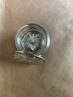Leonard 5pc Round Coaster Set Silver-Tone Rim Clear Glass Starburst Stack — photo 5