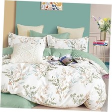 100 Natural Cotton 3pcs Queen Duvet Queen 90" 90" Botanical - Sage Green