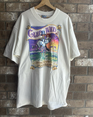 Vintage Liquid Blue Grateful Dead Club Wed Skeleton Graphic T-Shirt White XL