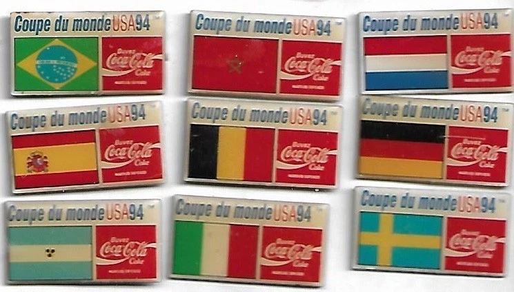 lot de 9 pin's coupe du mon de football 94 coca cola - Photo 1/1