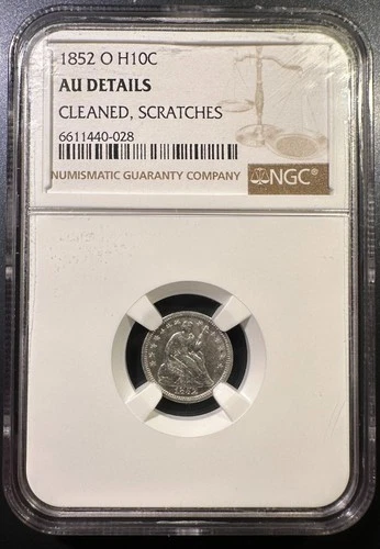 1852-O Seated Liberty Half Dime Silver NGC AU Details Semi Key Date Scarce