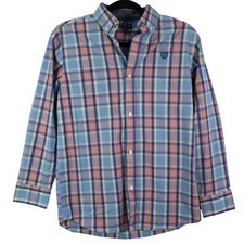 Chaps Youth Boy Size Large 14/16 Long Sleeve Button Down Plaid Shirt