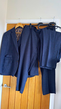 Skopes Mens Grey Check Slim Fit 3 Piece Suit 40R Regular Dry Clean Only