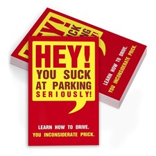 You Parked Like an Idiot Business Cards, Bad Parking 50 Fun red