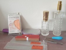 FLACON VAPO,RAPE Pied,LIME Ongle,POCHOIR pour SOURCIL,PINCE à EPILER neufs