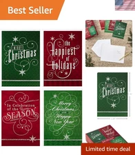 Elegant Christmas Boxed Card Assortment - 24 Festive Cards with Envelopes
