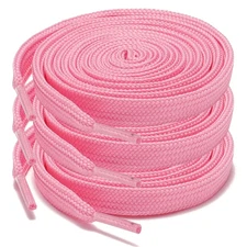 3pair 3/8" Double Layer Flat Athletic Shoe Laces Strings 4 Sneakers 60 Inch Pink