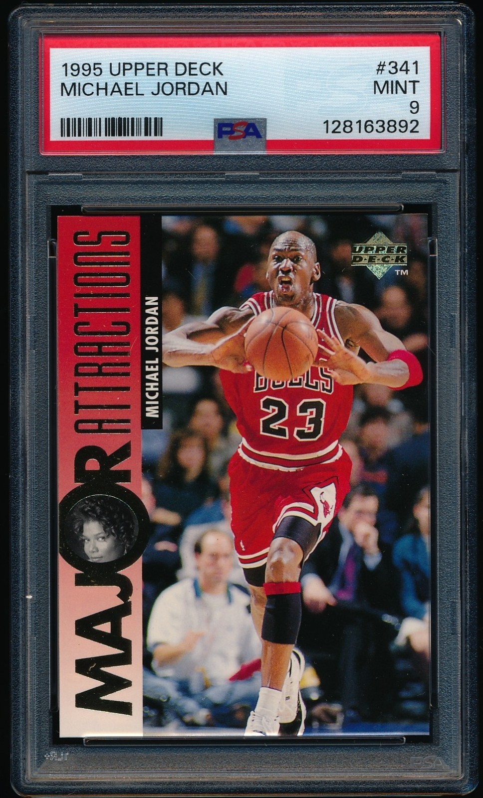 1995-96 Upper Deck Michael Jordan #341 Major Attractions Queen Latifah PSA 9