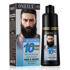 Men's 3 in 1 Black Beard Dye Shampoo, Simpler Color for Men's Beard  Mustach...
