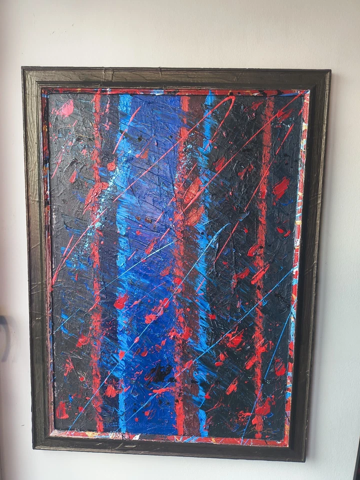 Arte abstracto original inspirado en Jackson Pollock colorido, vibrante 38,5"x29" Foto 4 de 4