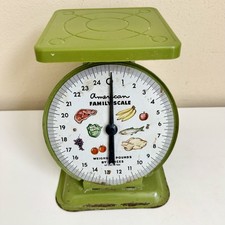 American Family Scale Avocado Green Rustic Country Farm Kitchen Food Decor Vtg