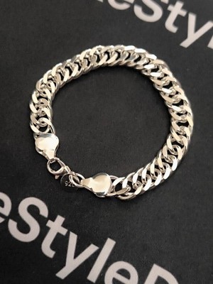 925 Sterling Silber Armband Herren massiv 26,8 g gepresste Ovalglieder 20 cm...