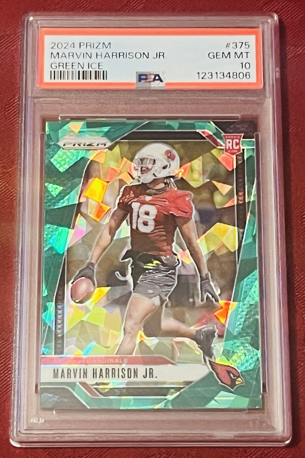 Marvin Harrison Jr 2024 Panini Prizm RC Rookie Green Ice Prizm #375 🔥 PSA 10 🔥