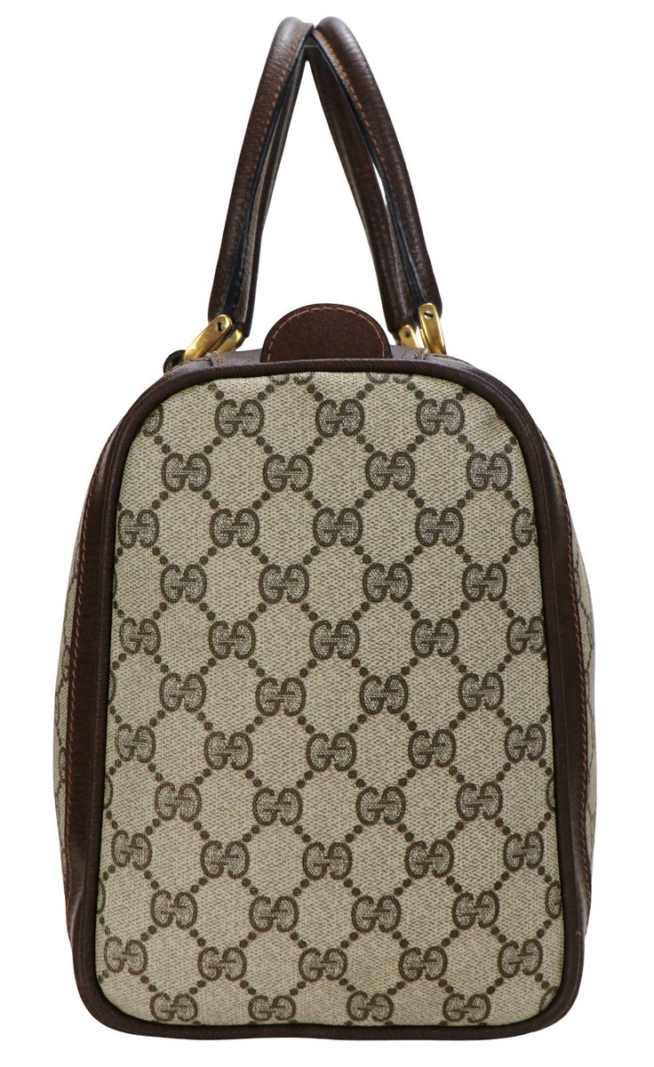Vintage GUCCI Web GG Monogram Coated Leather Weekender Boston Tote