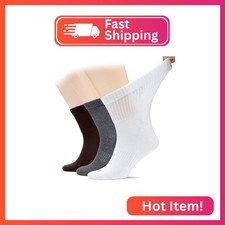 Hugh Ugoli Men's Cotton Ankle Diabetic Socks, Loose, Wide Stretchy, Seamless Toe