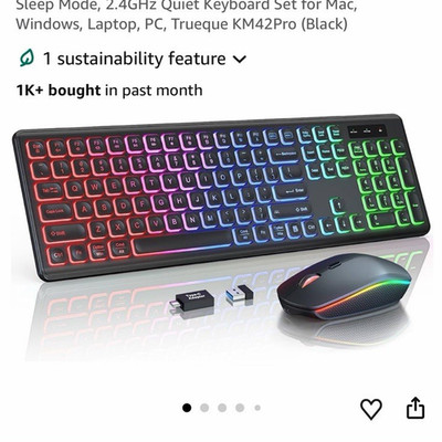 Trueque KM42 PRO Wireless Backlit Keyboard & Mouse Combo English QWERTY Black