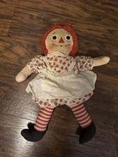 Vintage Raggedy Ann Doll Printed Face Heart Button Eyes Face Girl 17  