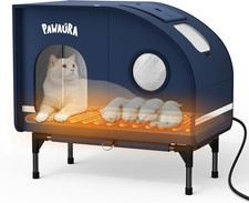 Weatherproof Heated Cat House for Outdoor Cats, Thickly Insulated Camper-Style S