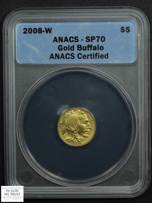 2008 W Burnished 1/10 Oz Gold $5 Five Dollar American Buffalo