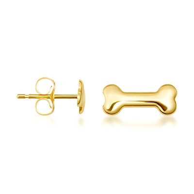 Ohrstecker Gelbgold Hundeknochen