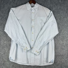Wrangler Button Up Dress Shirt Blue White Striped Long Sleeve 100 Cotton Size M