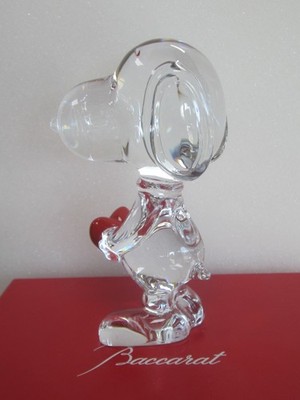 NEW BACCARAT CRYSTAL CARTOON SNOOPY HEART FIGURINE #2613001 BRAND