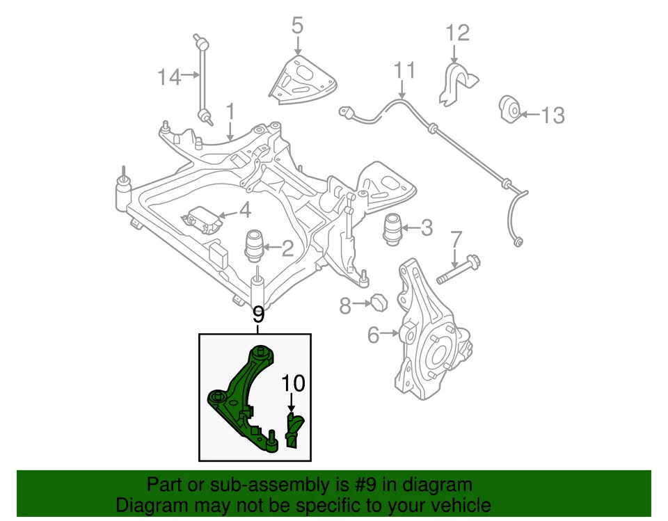 Original Nissan Máxima 2009-2014 - Brazo de control inferior 54500-9N00B Foto 2 de 3